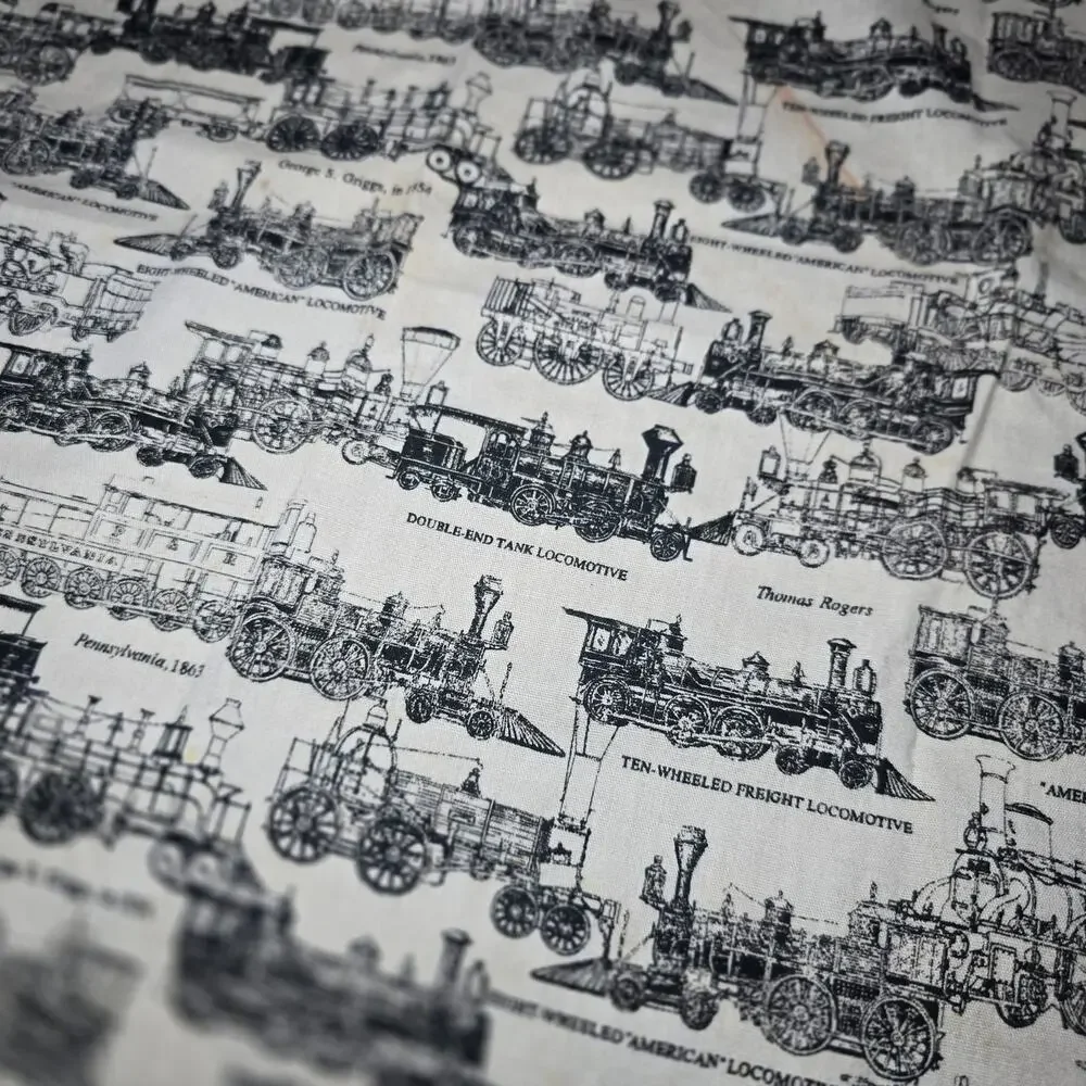 Vintage Historical Steam Locomotive Train Handkerchief Bandana Scarf Made in USA